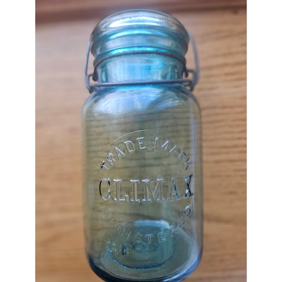 Vintage Climax Canning Jar, Aqua - Quart - Picture 2 of 6
